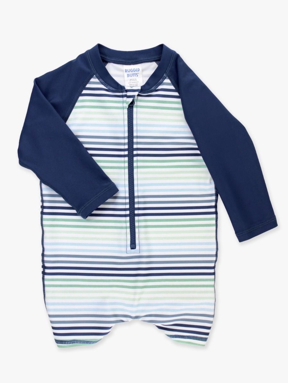RuggedButts Long Sleeve One-Piece Rash Guard in Coastal Stripe